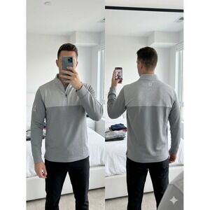 Footjoy FJ Golf Men's M 1/4 Zip Pullover Gray Two-Tone Buckhorn Logo Mid-Layer